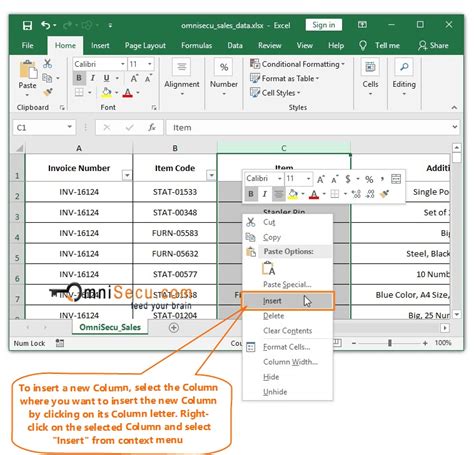 How To Insert Columns In Excel Worksheet