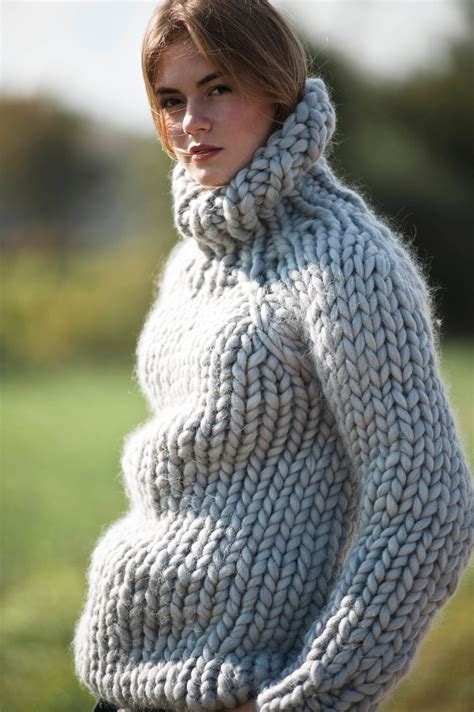 Chunky Knit Big Knitted Turtleneck Sweater Chunky Sweater Etsy