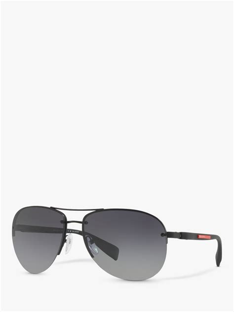 Prada 56ms Mens Aviator Sunglasses Black Rubber At John Lewis And Partners