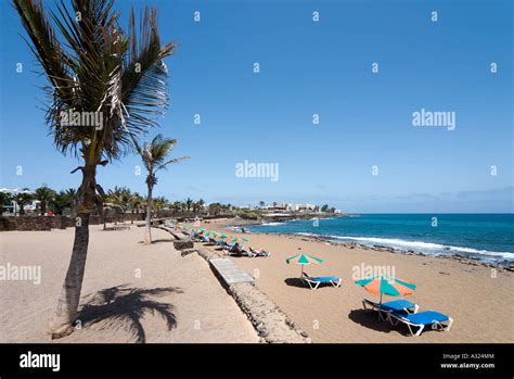 Beach At Playa Bastian Costa Teguise Lanzarote Canary Islands Stock