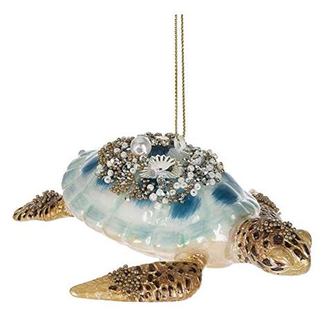 Midwest Gloves Blown Glass Embellished Sea Turtle Ornament Beachfront