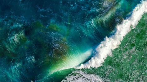 Sea Ocean Waves From Above Ios Apple Mac Nature Wallpapers Wallpaper