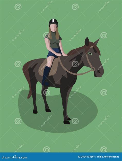 Horsewoman On A Horse Cartoon Vector 255298709