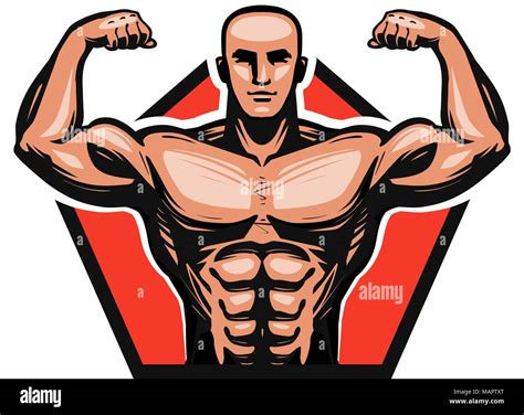 Gym Bodybuilding Fitness Logo Or Label Muscle Male Or Bodybuilder
