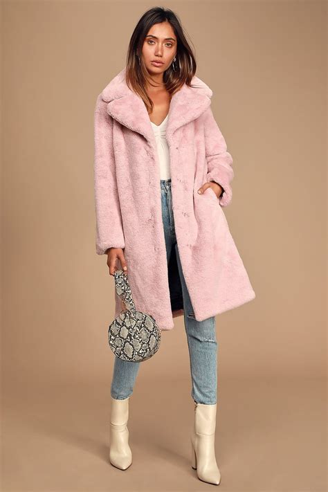 grand ambition light pink faux fur long coat pink fur coat pink coat outfit pink faux fur coat