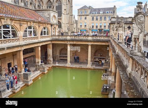 The Great Bath At The Roman Baths In Bath Somerset England United