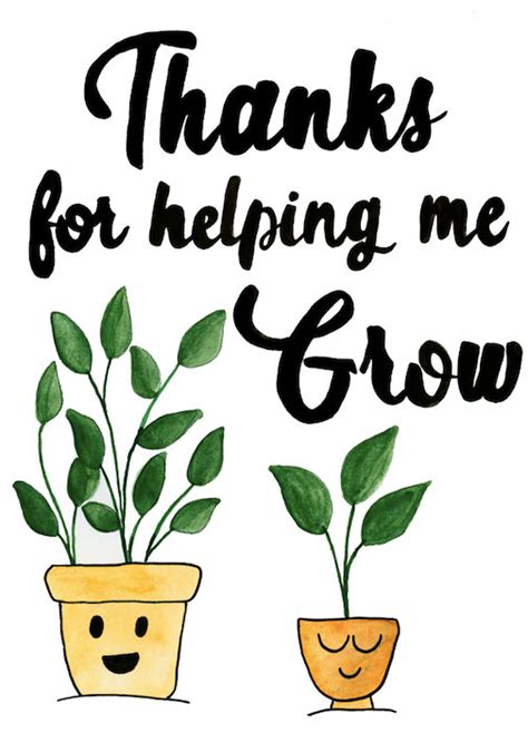 Thank You For Helping Me Grow Card Teacher Appreciation Card Thank