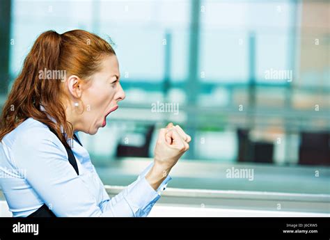 Closeup Portrait Mad Angry Upset Hostile Young Businesswoman Worker