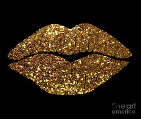 Gold Sparkle Kissing Lips Fashion Art Painting By Tina Lavoie Fine