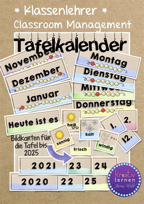 Tafelkalender Fürs Klassenzimmer Kalender Für Kinder Kalender Lernen