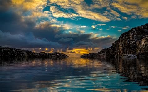 Masaüstü Güneş ışığı Manzara Gün Batımı Deniz Defne Göl Kaya