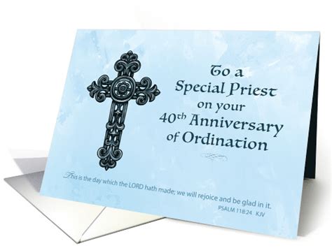 40th Forty Year Ordination Anniversary Priest Ornate Cross Card