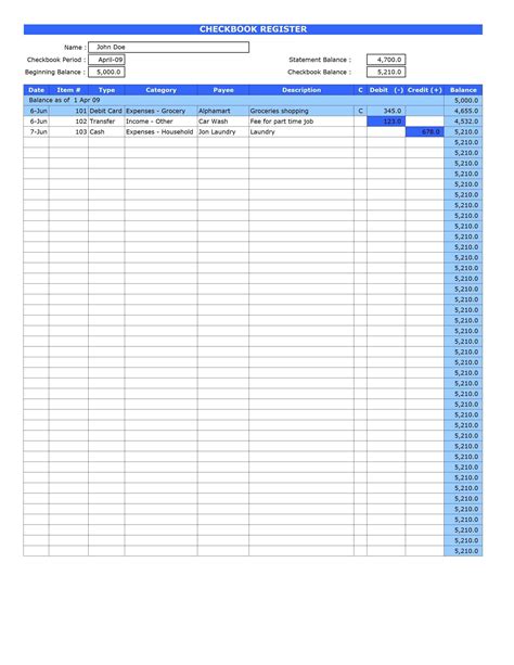 New Excel Check Register Template Xlstemplate Xlssample Xls Xlsdata