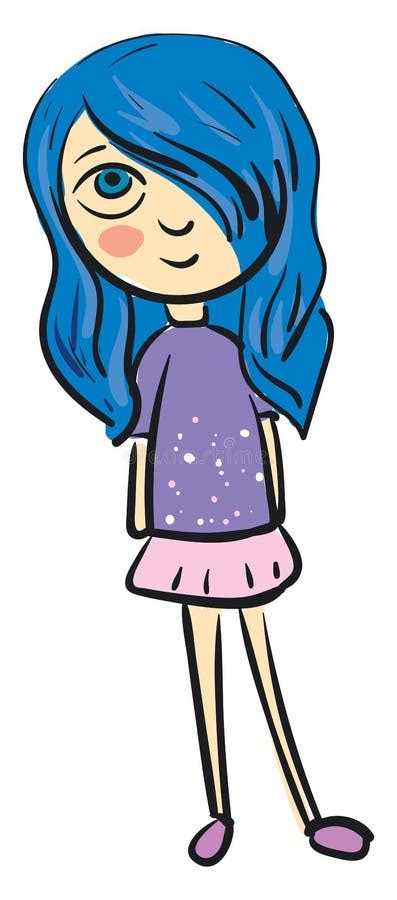 A Girl With A Blue Hair Vector Or Color Illustration Stock Vector Illustration Of Vector