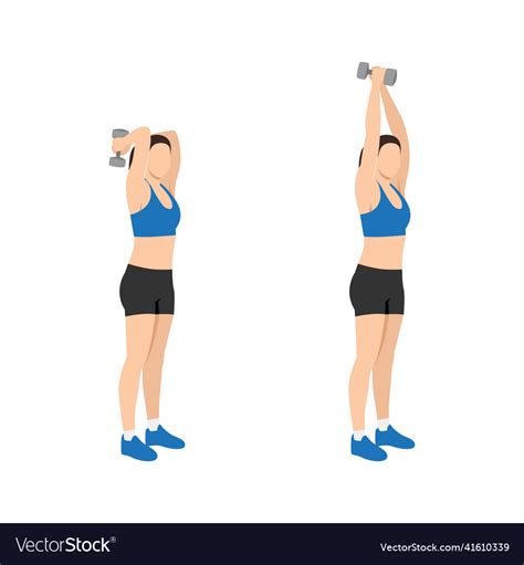 Woman Doing Dumbbell Triceps Extension Exercise Vector Image