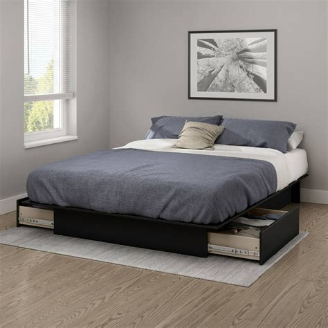 South Shore Gramercy Fullqueen Platform Bed 5460 With Drawers Pure Black