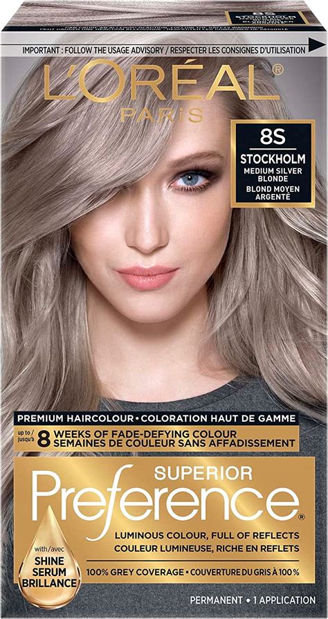 Loreal Paris Superior Preference Permanent Hair Color 8s Soft Silver Blonde 100 Grey