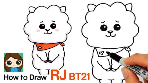 How To Draw Bt21 Rj Bts Jin Persona Youtube