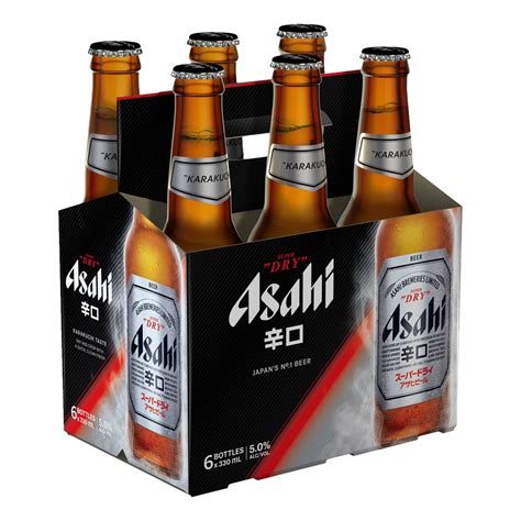 Asahi Super Dry Lager 330ml Bottle 6 Pack Camperdown Cellars