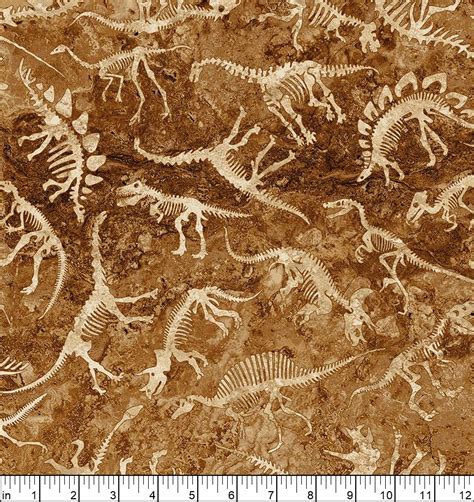 Northcott Stonehenge Prehistoric World Dinosaur Fossil Toss Rust Fabric Utopia