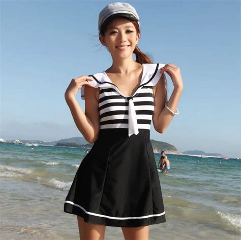 Hot Sale Swim Suit Strappy New Sexy Women Cute One Piece Striped Sailor