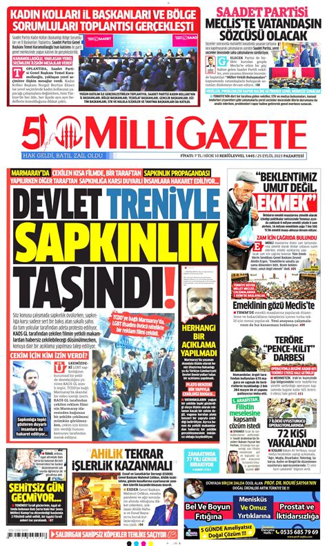 Milli Gazetesi Milli Manşet Oku Haberler 25 Eylül 2023