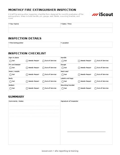 Fire Extinguisher Inspection Checklist 0b9