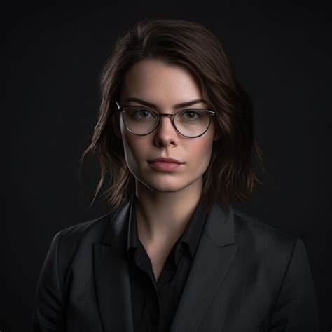Premium Ai Image A Woman Wearing Glasses And A Black Shirt With A Black Shirt And A Black