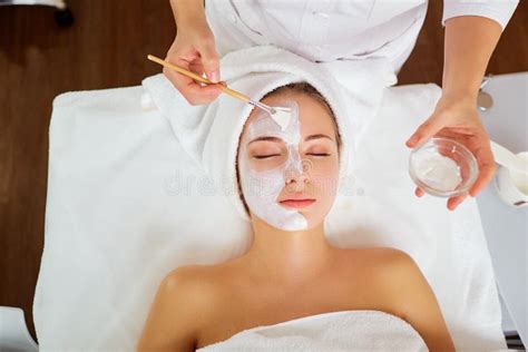 Woman In Mask On Face In Spa Beauty Salon Stock Image Image Of