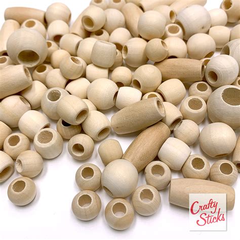 20mm Round Wooden Beads 8mm Large Opening Unfinished