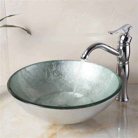 Elite Hand Painted Glass Circular Vessel Bathroom Sink And Reviews