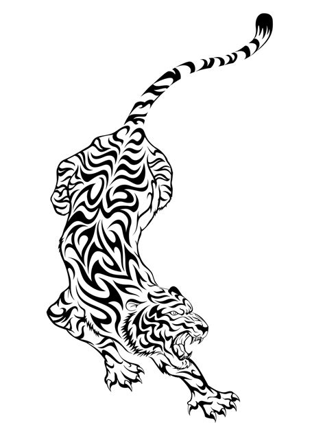 Эскиз татуировки трайбл тигр Tribal Tiger Татуировку РФ фото и