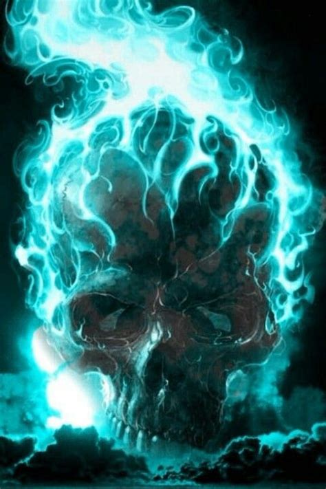 Blue Flaming Skull Skull Airbrush Skull Skull Artwork