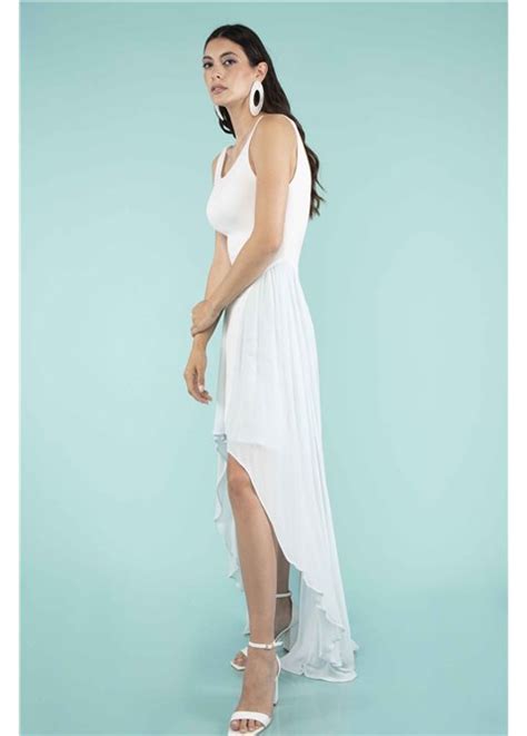 Bicolor Maxi Dress Asymmetrical