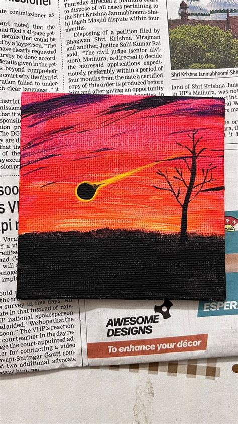 Handmade Acrylic Canvas Painting Of A Meteorite Crashing On Etsy