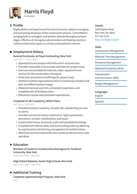 Contractor Resume Examples And Writing Tips 2022 Free Guide