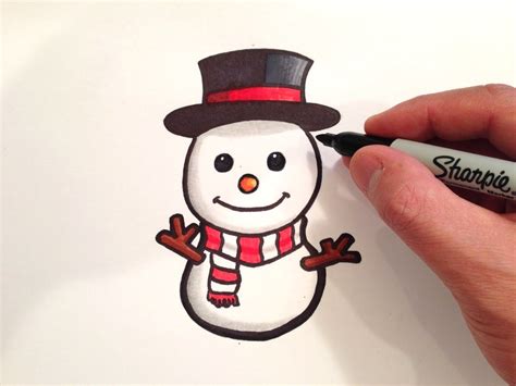 How To Draw A Cute Snowman Xmas Drawing Christmas