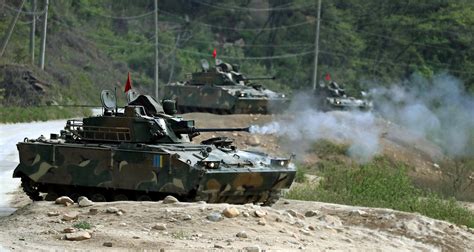 South Korean K21 Infantry Fighting Vehicles Firing 40mm Autocannons