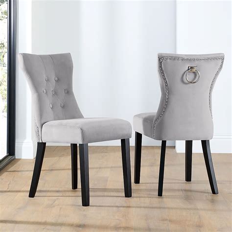 4 out of 5 stars with 3 ratings. Kensington Grey Velvet Button Back Dining Chair (Black Leg) | Furniture And Choice