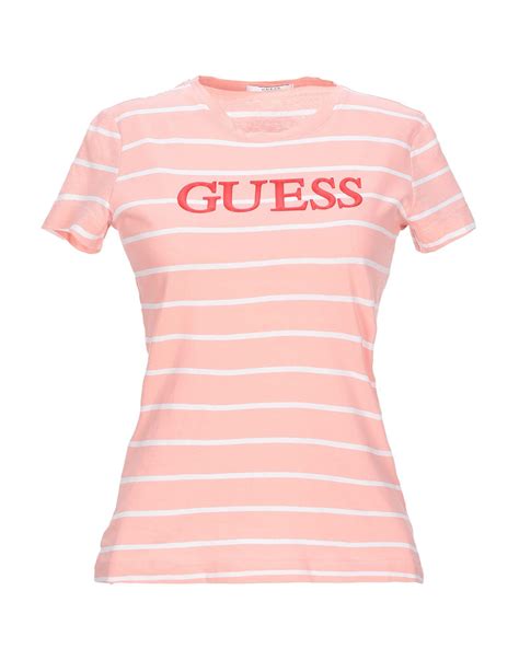 Guess Stripe T Shirt In Pink Lyst