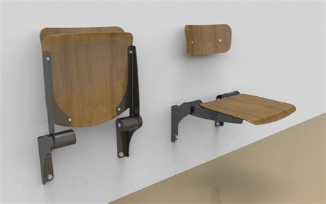 Fold Down Seat “woodie” With Back Rest Wall Mounted