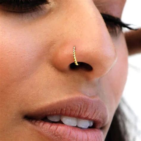 9ct Gold Nose Ring Hoop Twisted Nose Ring Open Nose Hoop Etsy Uk