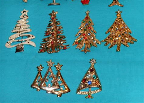 Vintage Christmas Tree Pin Pinback Costume Jewelry Lot X10 Ebay