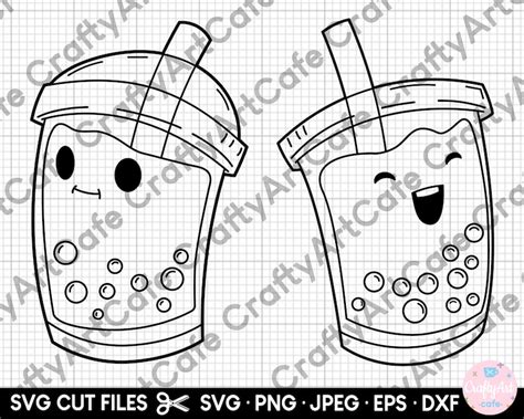 Boba Tea Svg Bubble Tea Svg For Cricut Cut File Eps  Png Dxf Etsy