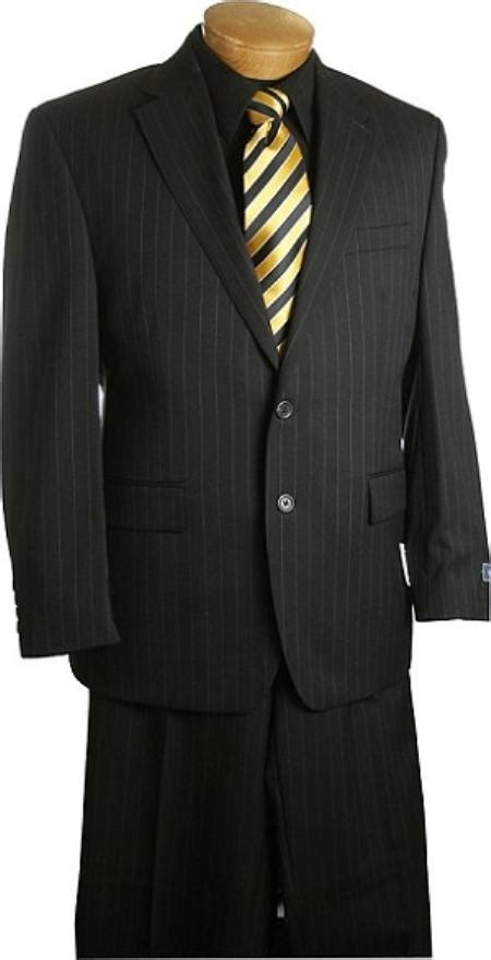 Mens 2 Button Slim Fit Black Pin Stripe Pinstripe Suit Black Mens