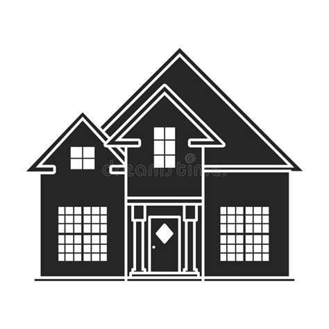 Small House Vector Icon Pictogram Flat Style Black And White Simple