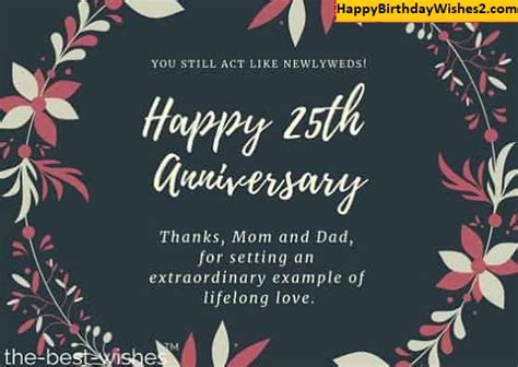 80 25th Wedding Anniversary Wishes Messages Quotes For Mom And Dad