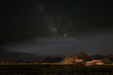 Night Sky At Badlands National Park Stock Image Image Of Stars Night