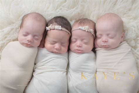 Closeup Of Quadruplets Four Babies Closeup Two Girls Two Boys