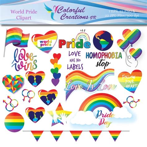 world pride digital clipart gay pride digital images rainbow etsy